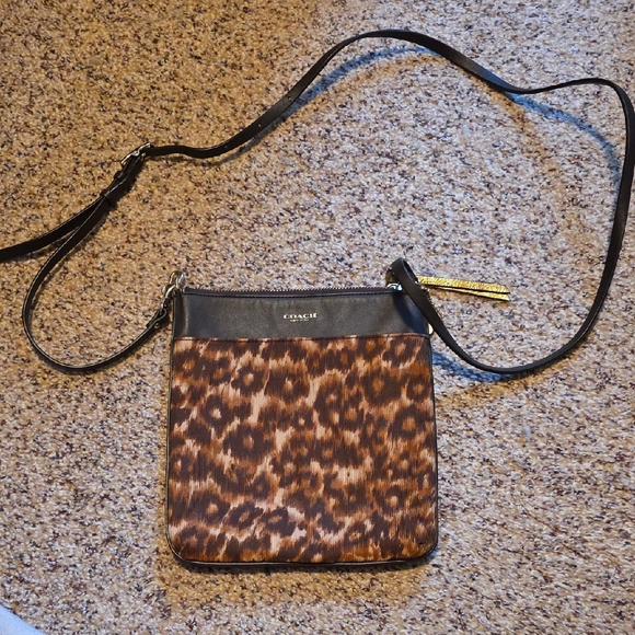 Coach Handbags - Coach Leopard-Print Crossbody in Brown and Black